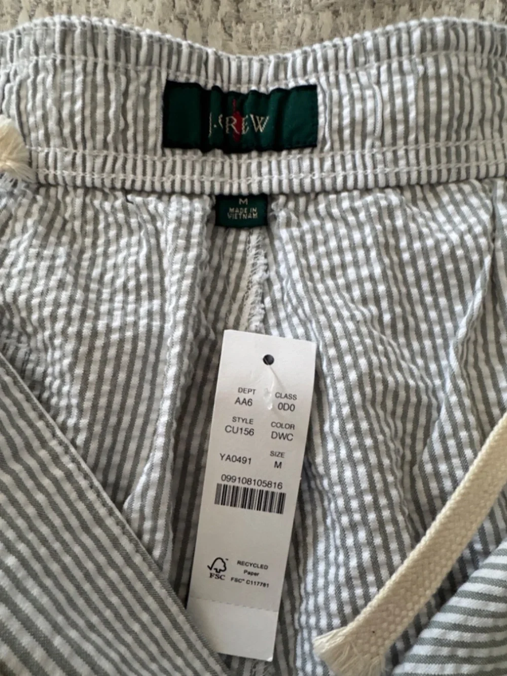 J. Crew Blue and White Seersucker Flat Front Shorts